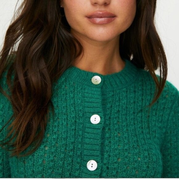 NEW Wilfred Fortune Cardigan Alpaca Mohair Sweater Crochet Espace XXS Aritzia - Picture 4 of 11
